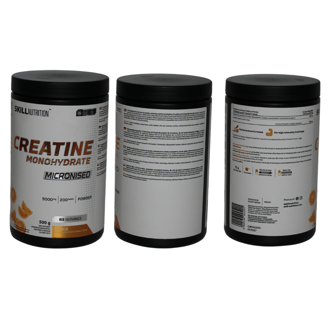 skill nutrition creatine monohydrate orange all sides