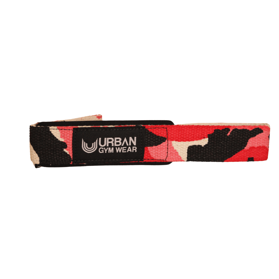 urban gym wear lifting straps red camo