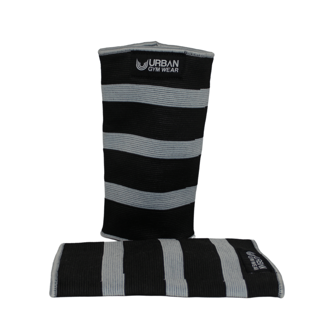 Urban Gym Wear 2-Ply Elbow & Knee Sleeves (Grey & Black Striped)