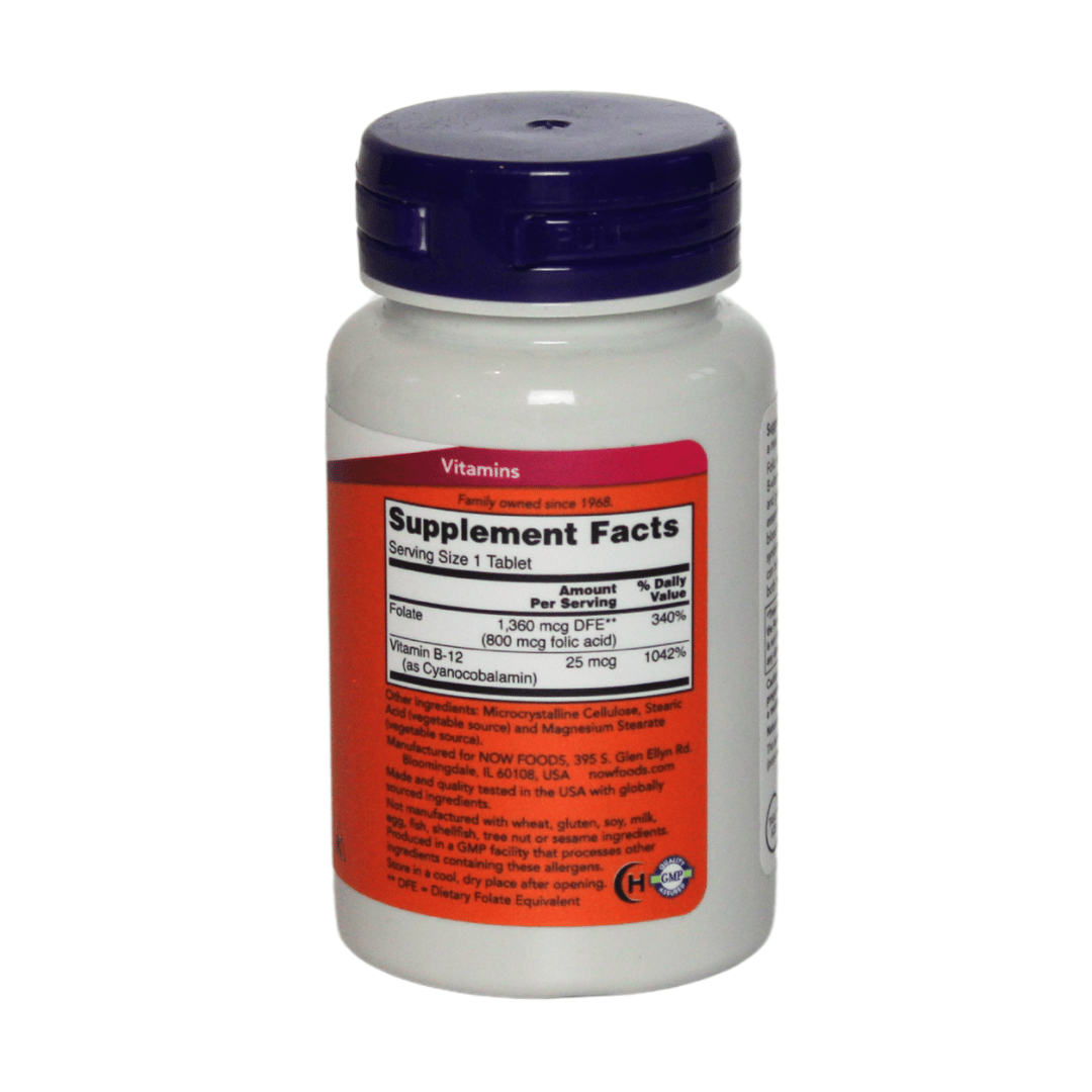 NOW Foods Folic Acid with Vitamin B-12 - Image 3