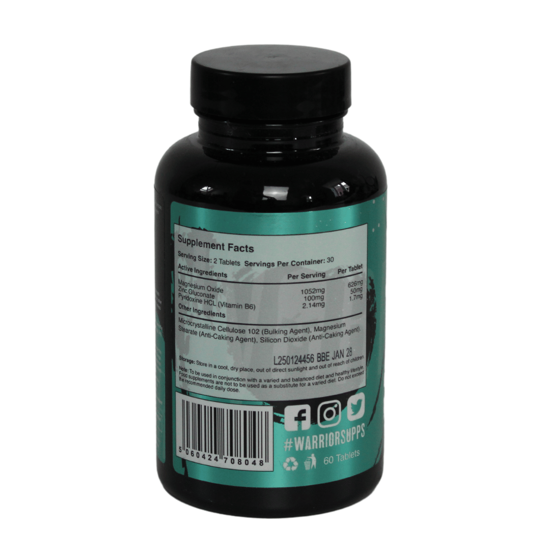Warrior Zinc, Magnesium & B6 – 60 Tablets - Image 3