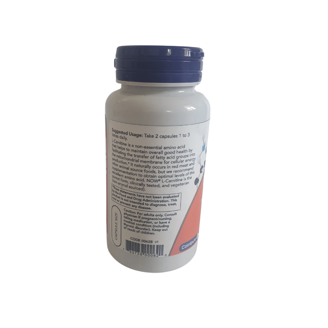 NOW L-Carnitine 250 mg – 60 Veg Capsules - Image 3
