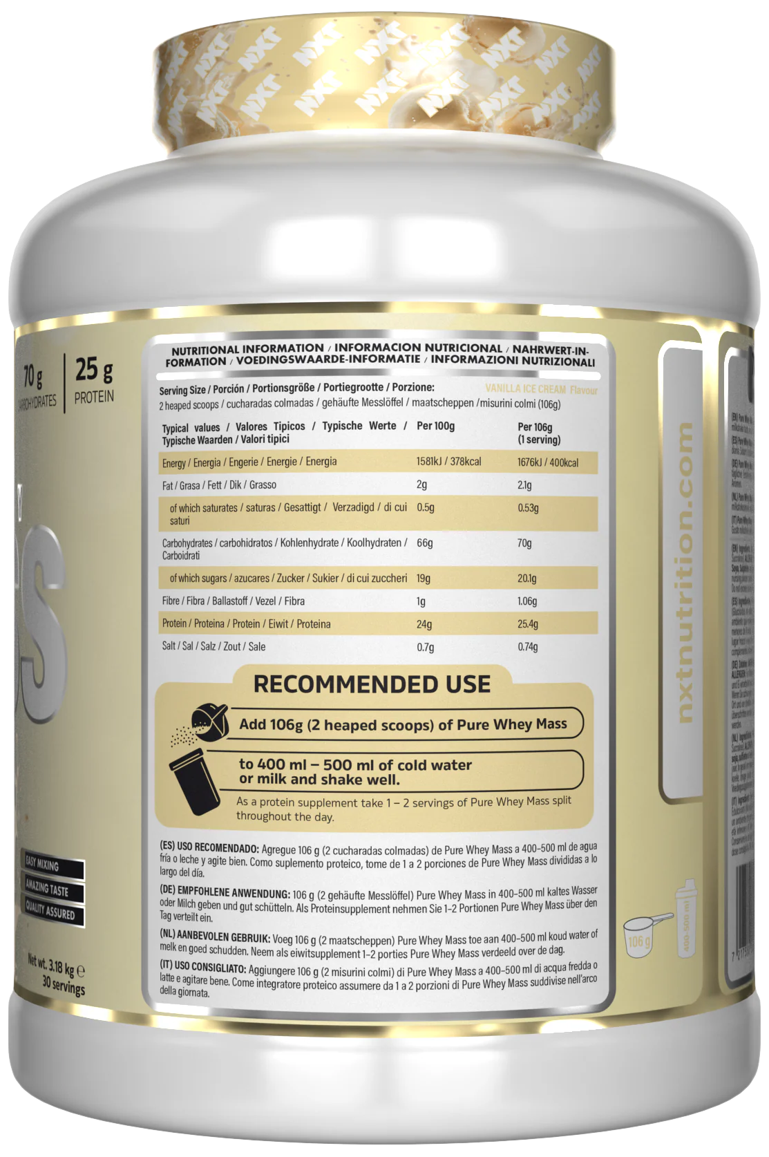 NXT NUTRITION PURE WHEY MASS 3.18KG - Image 2