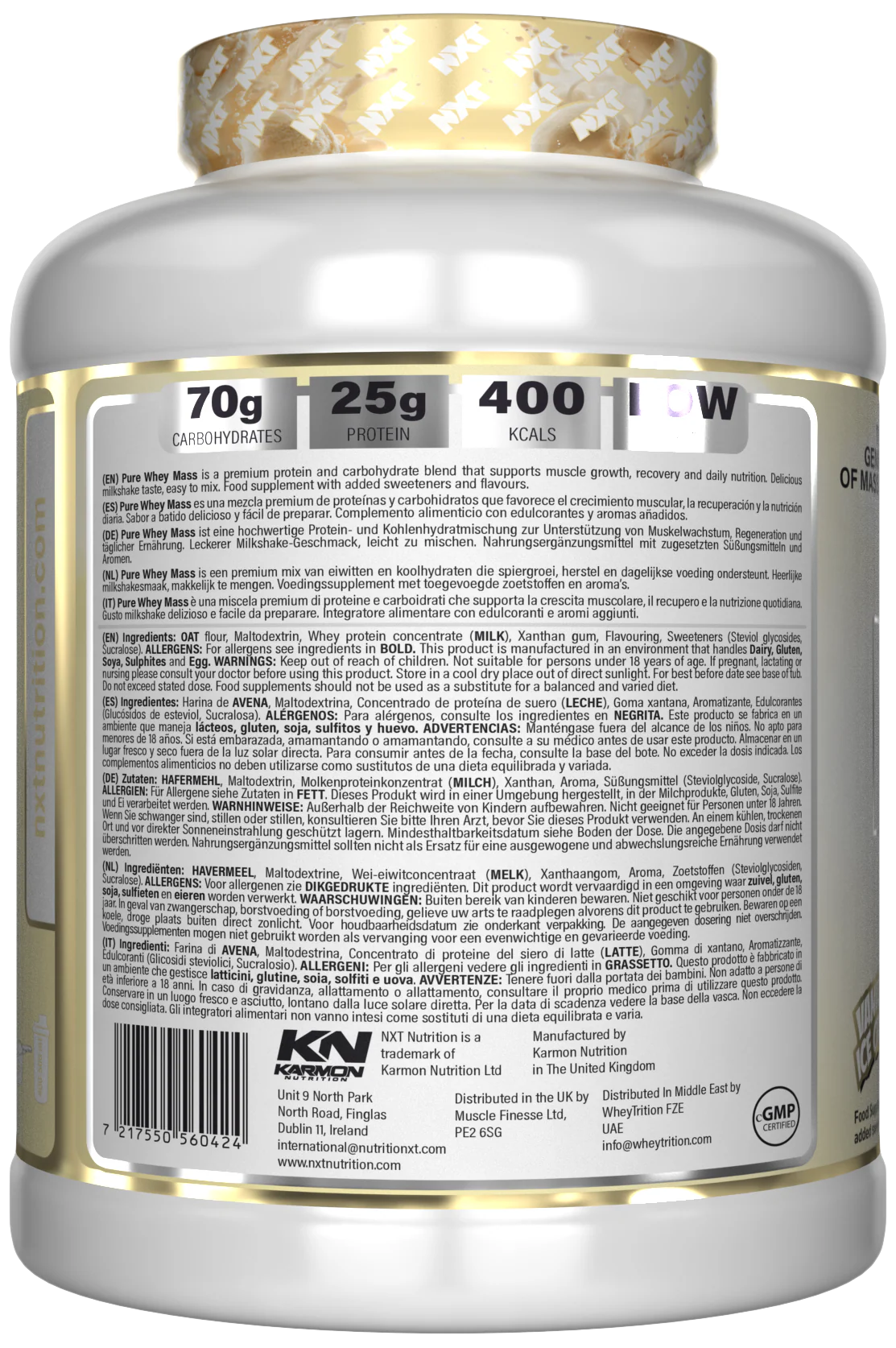 NXT NUTRITION PURE WHEY MASS 3.18KG - Image 3