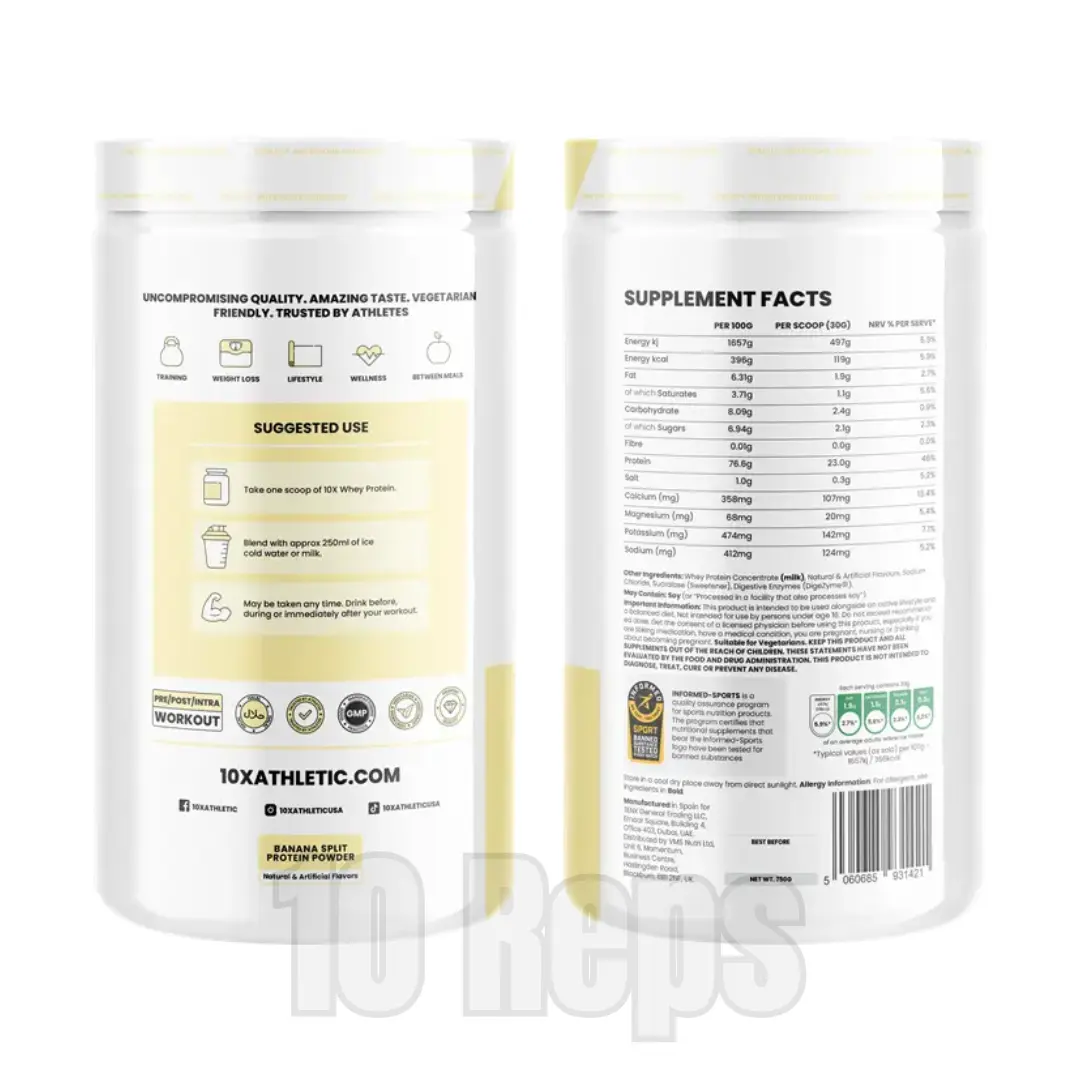 10X Athletic 10X Whey Protein Powder 750g - Image 2