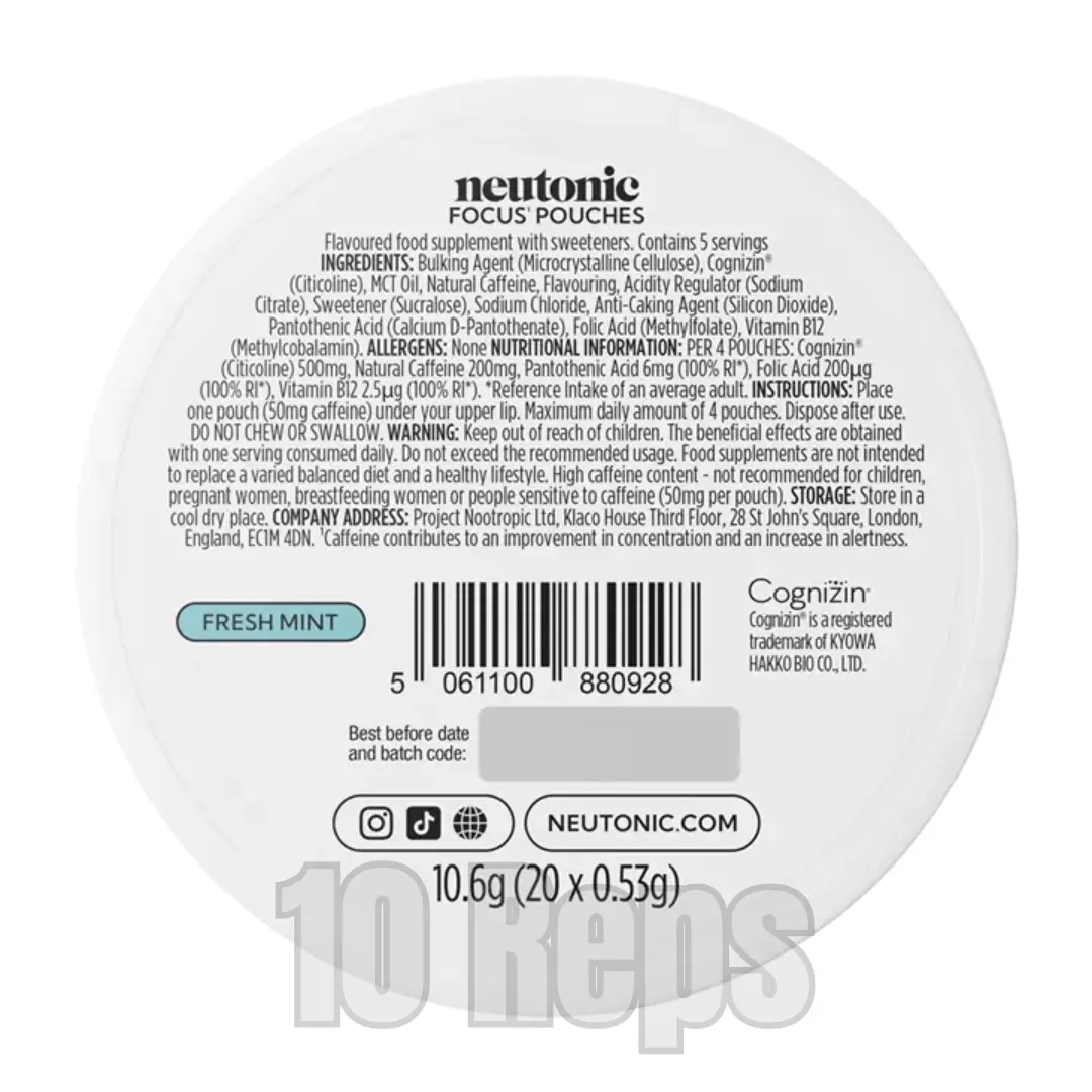 Neutonic Focus Pouches Fresh Mint – 5 x 20 Pouches - Image 2