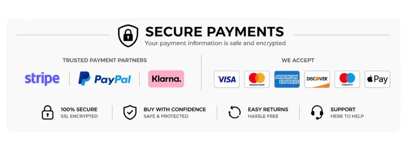secure online payments on 10reps. Use stripe, paypal, klarna and all major payment methods
